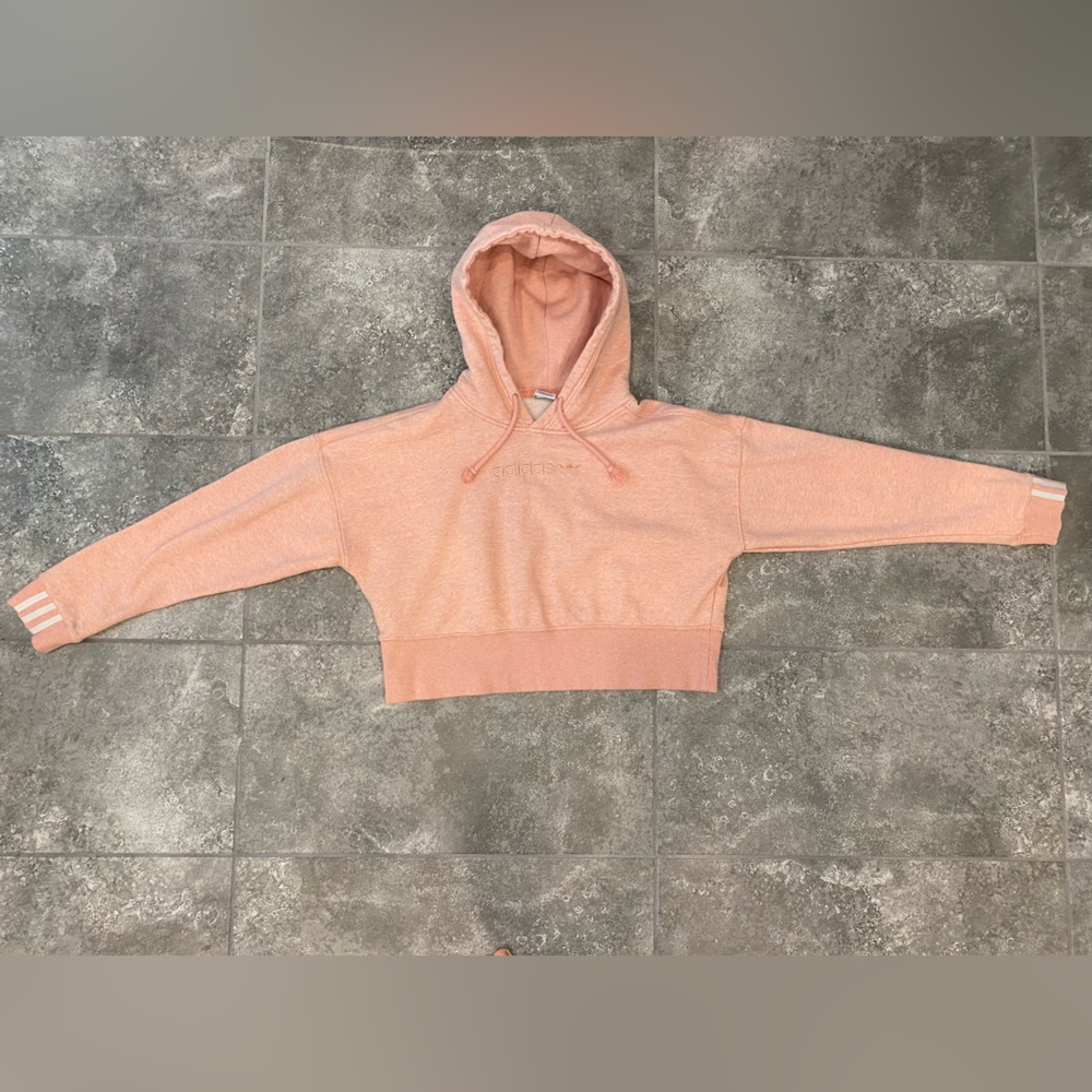 Peach Cropped Hoodie Sweater - Women